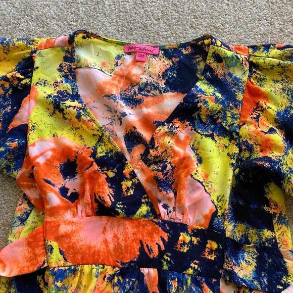 Betsey Johnson ruffled floral bohemian tie around the waist blouse Size S - Picture 4 of 6